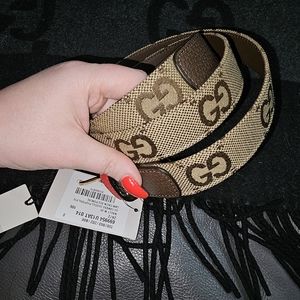 New Gucci GG Canvas & Leather Belt Brown 105 / 42 BAMBOO BUCKLE Limited Edition